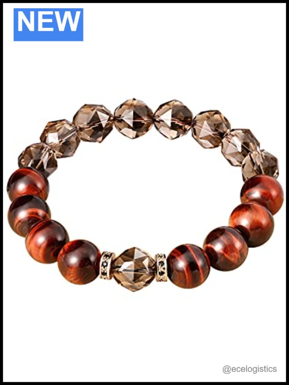 Smoky Quartz Red Tiger Eye Stretch Bracelet Natural Gemstone Beads